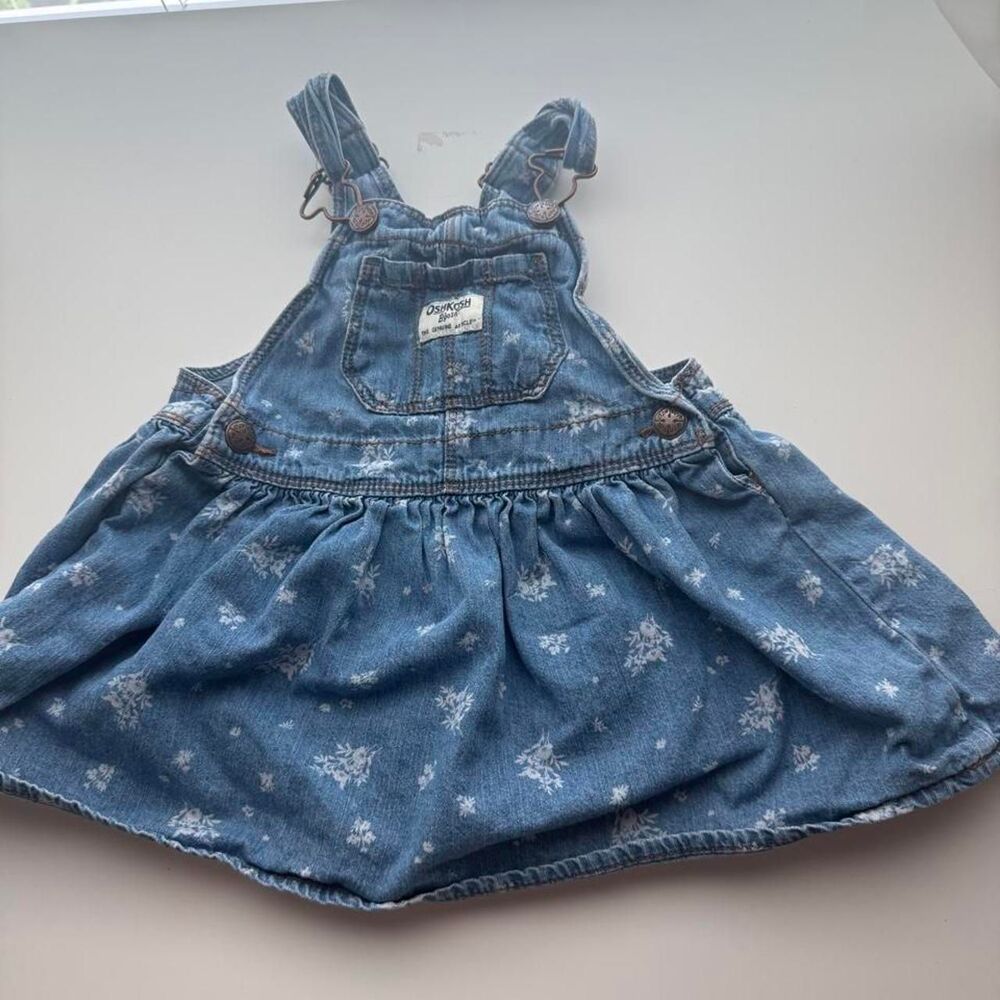 OshKosh B’gosh Floral Denim Overall Dress Sz 2t